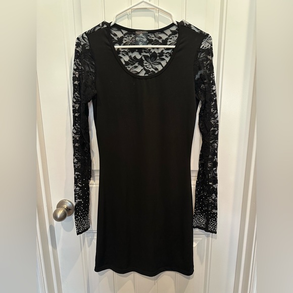 Black Lace Sleeve Dress - Picture 1 of 4